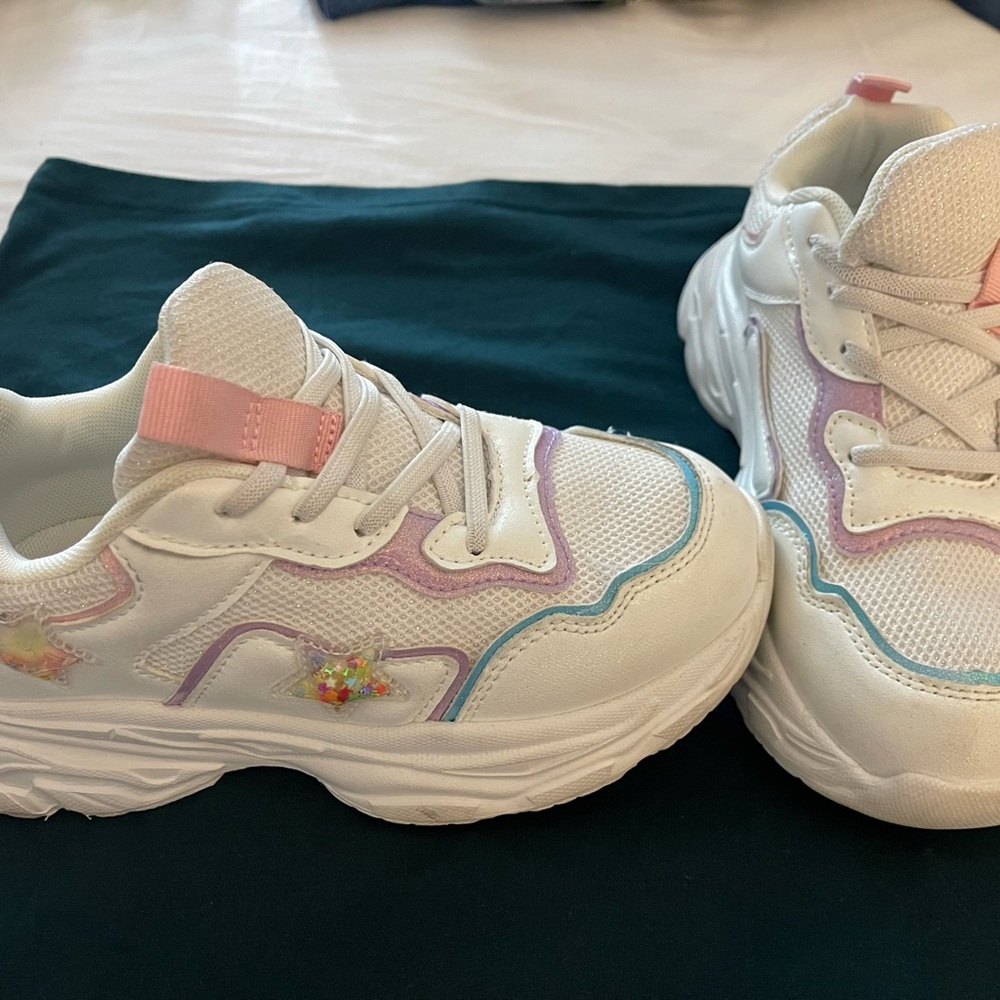 Kids White and Pink Sneakers
